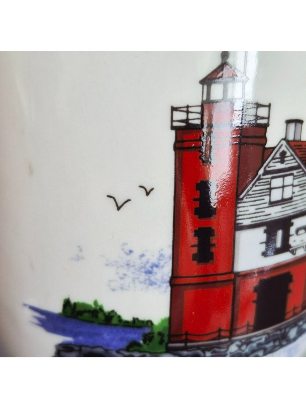 Libbey Lighthouse Coffee Mug Set of 2, Red, Blue & White Nautical Coffee Cups - Picture 6 of 10